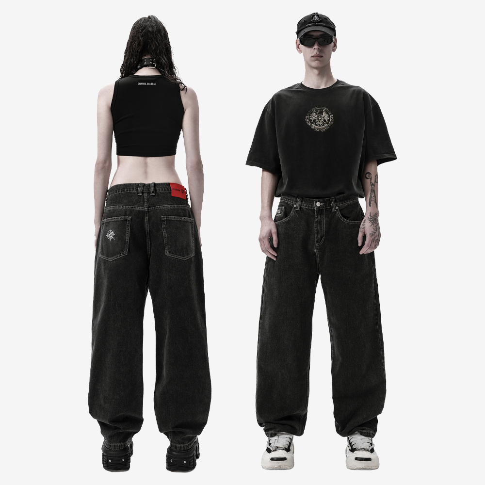 24/7 RULES Jeans, Black/Grey/Red