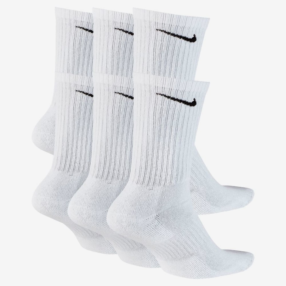 Everyday Cushioned Training Crew Dri-FIT Socks 6Pr, White/Black