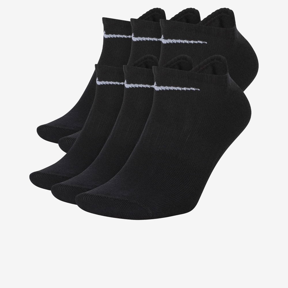 Everyday Lightweight Training No-Show Socks 6Pr, Black/White#112009