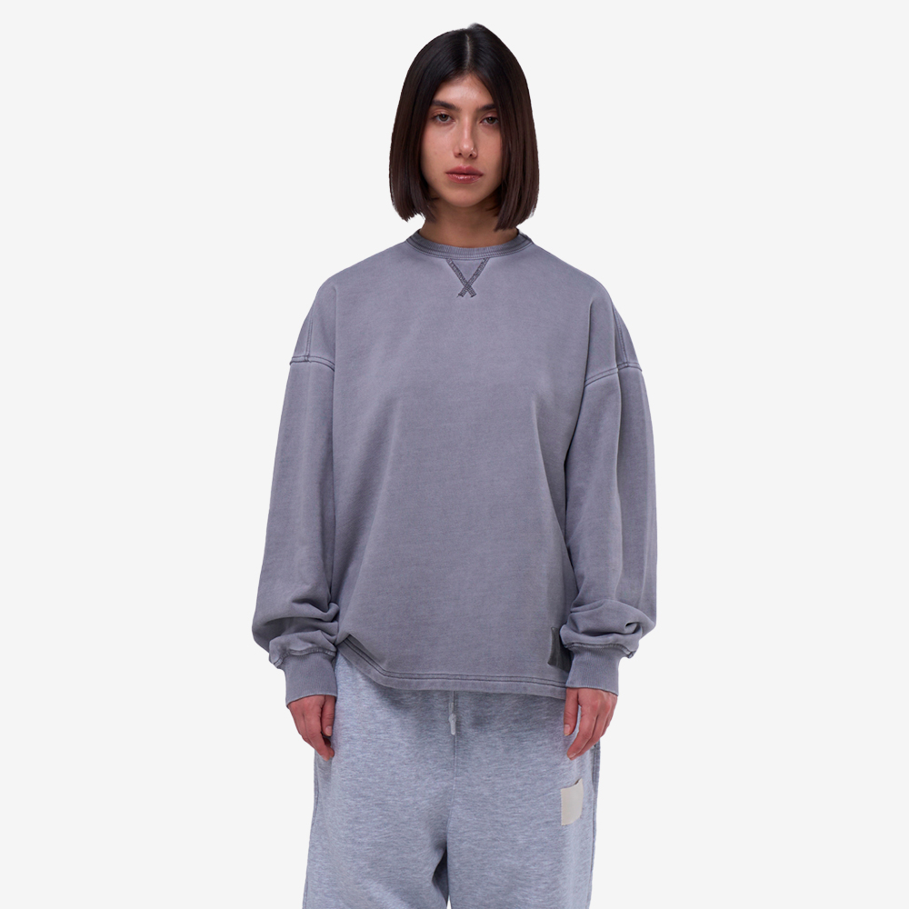 Washed Tag Logo Sweatshirt, Grey#104616