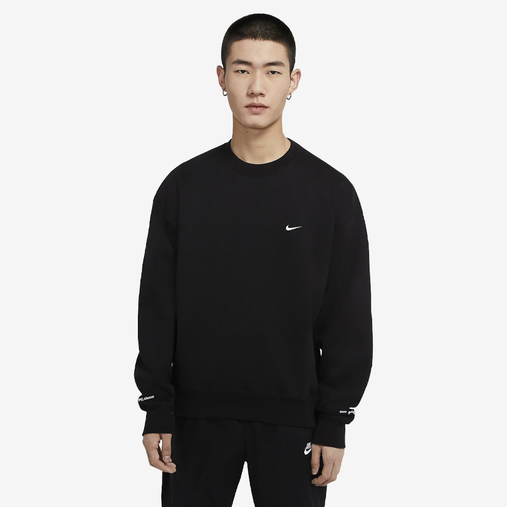 NRG Solo Swoosh Crew Fleece Sweatshirt, Black