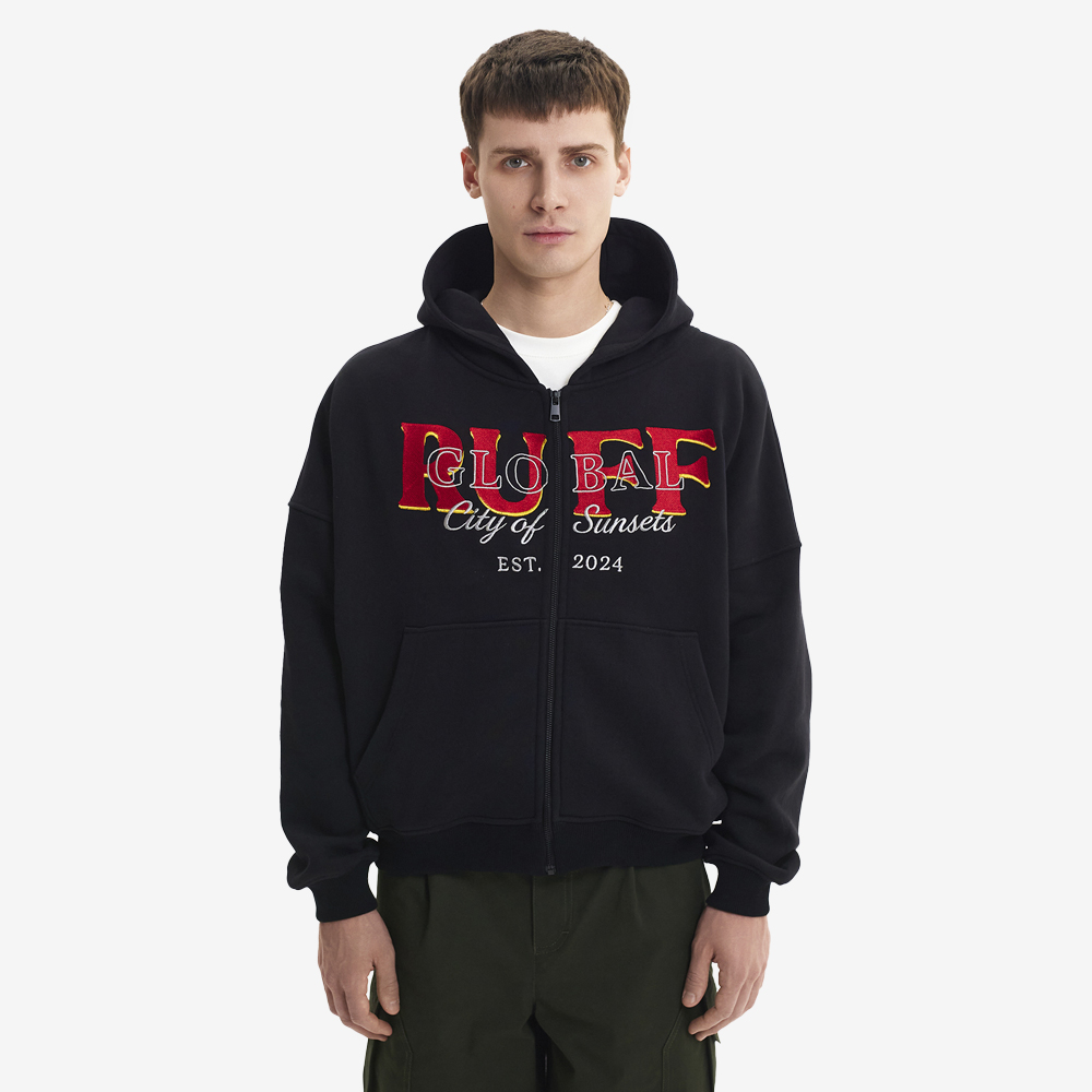 Full-Zip HeavyLuxe Hoodie, Black