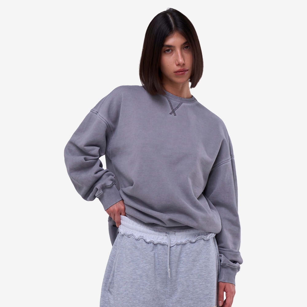 Washed Tag Logo Sweatshirt, Grey#104617