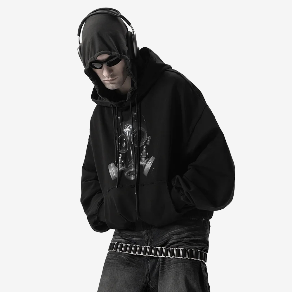 GASMASK Hoodie, Black/Grey#113024