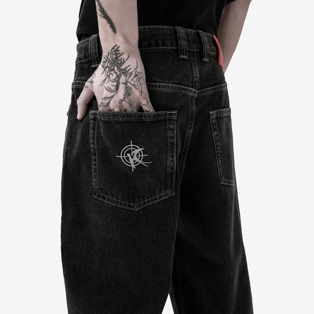 24/7 RULES Jeans, Black/Grey/Red#112995