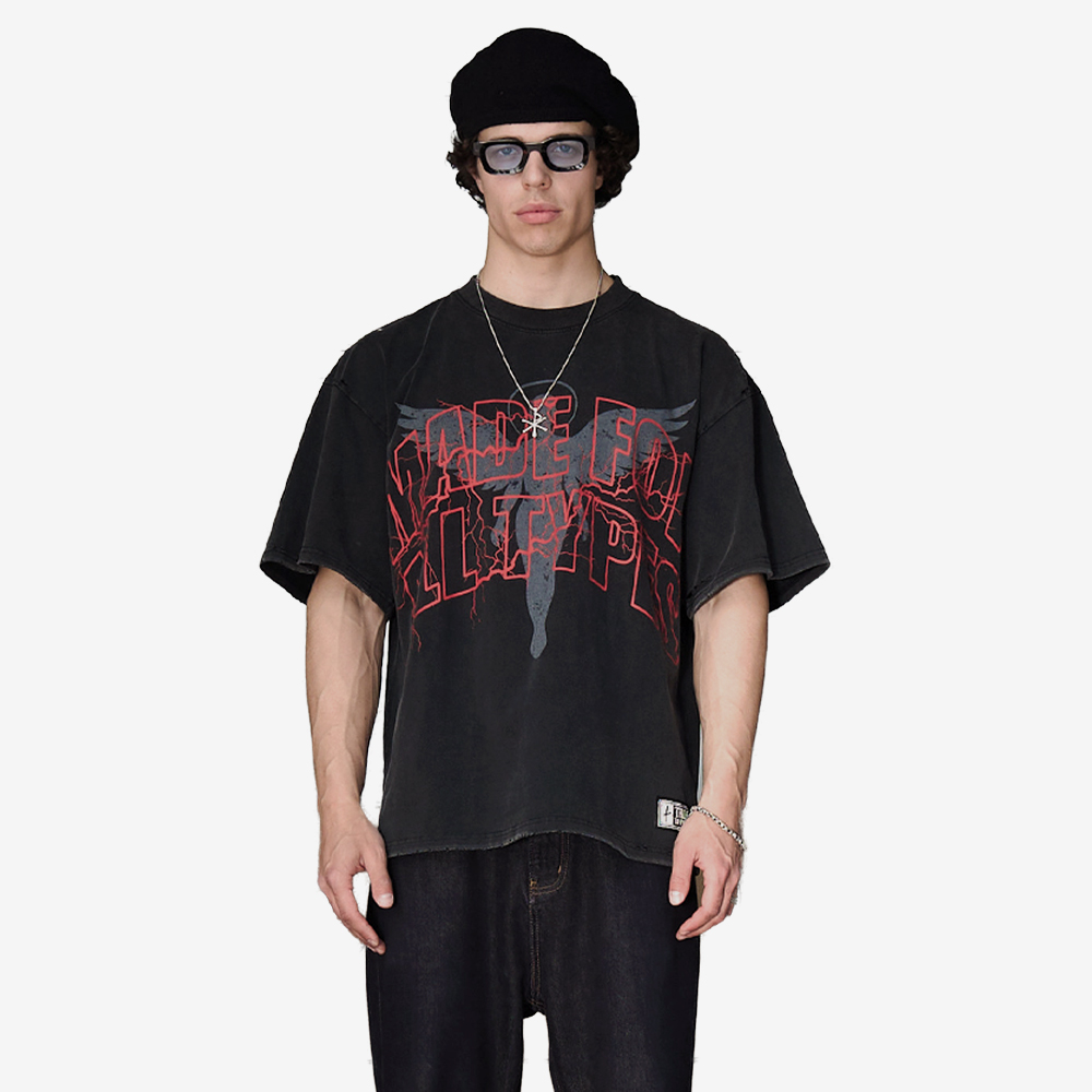 "Thunder" T-Shirt, Black#114604