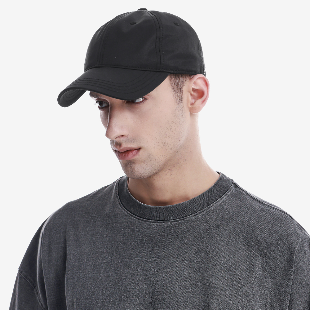 6-Panel Minimalist Cap, Black/Black#111905