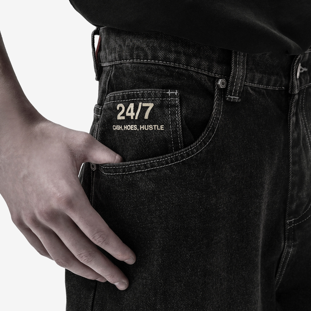 24/7 RULES Jeans, Black/Grey/Red#112994