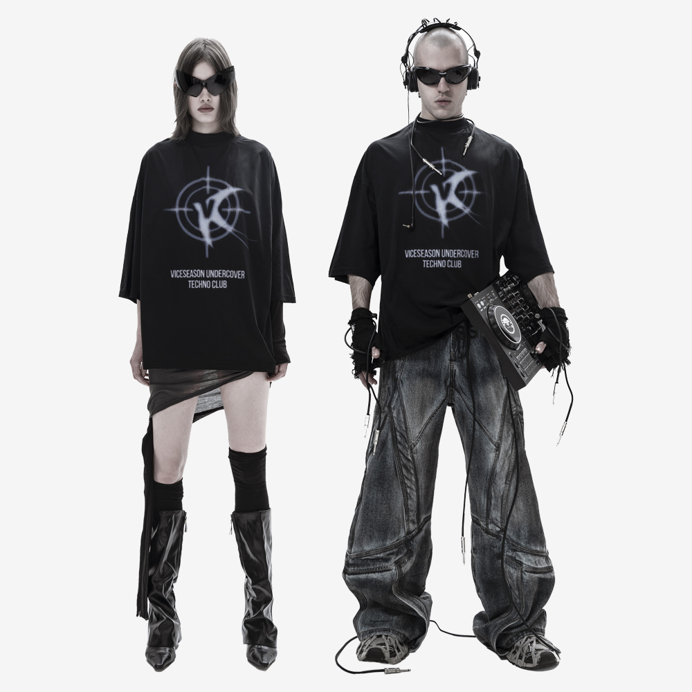 Techno Club Tee, Black/Blue