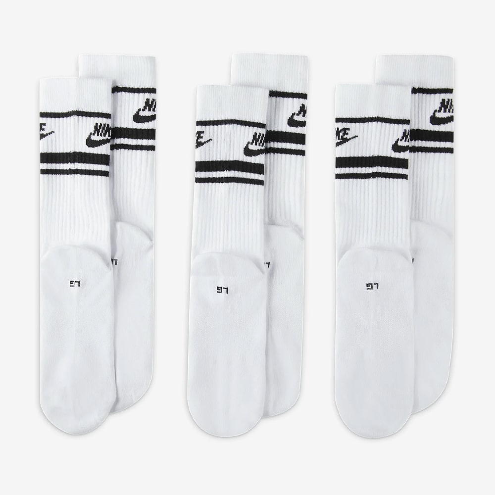 NSW Everyday Essential Crew Socks 3Pr, White/Black/Black#79869