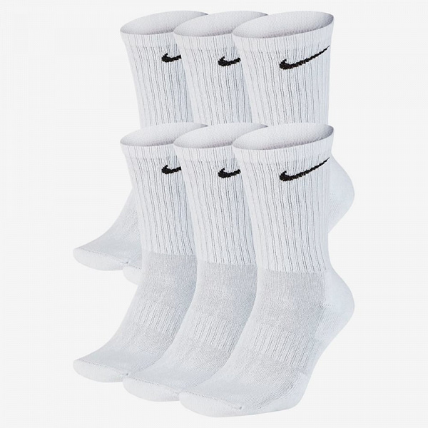 Everyday Cushioned Training Crew Dri-FIT Socks 6Pr, White/Black