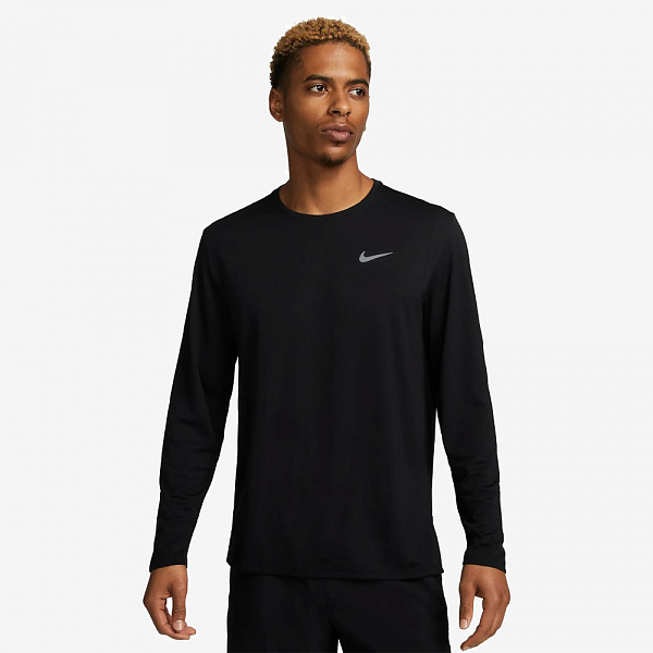 Miler Dri-FIT UV Long-Sleeve Running Top, Black