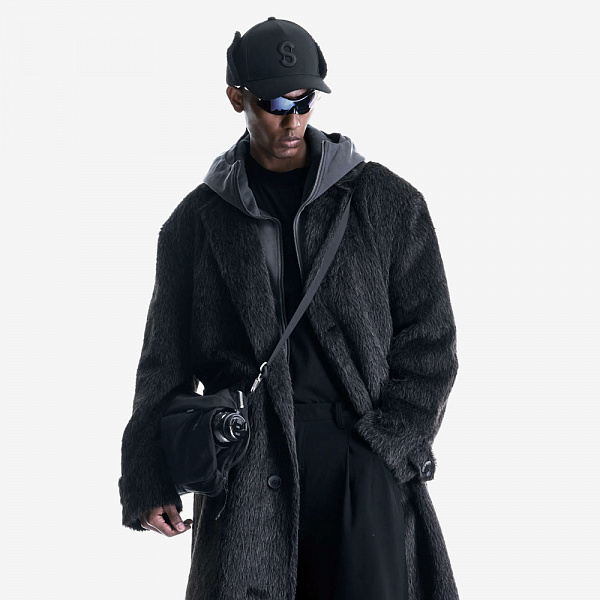 MAGNA Textured Coat, Black