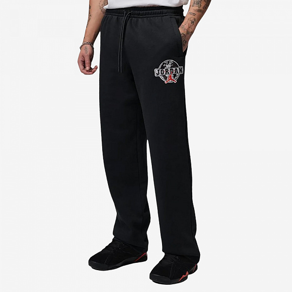 Brooklyn Embroirded Fleece Pants, Black/Chile Red