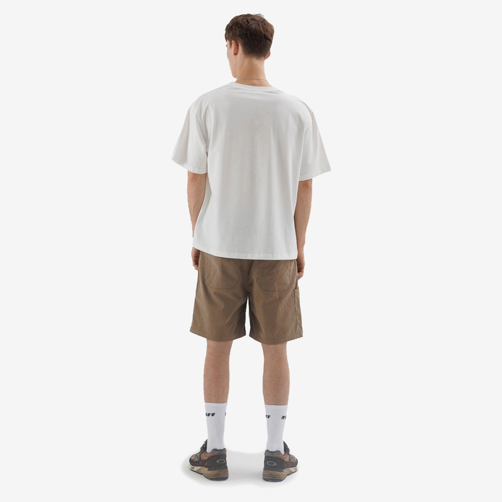 Cargo Embroidered Cursive Shorts, Beige #112038