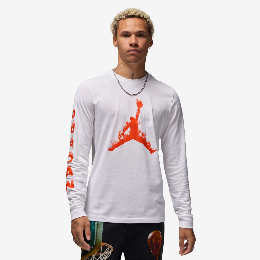 Flame Jumpman Longsleeve, White/Team Orange/Team Orange#114310
