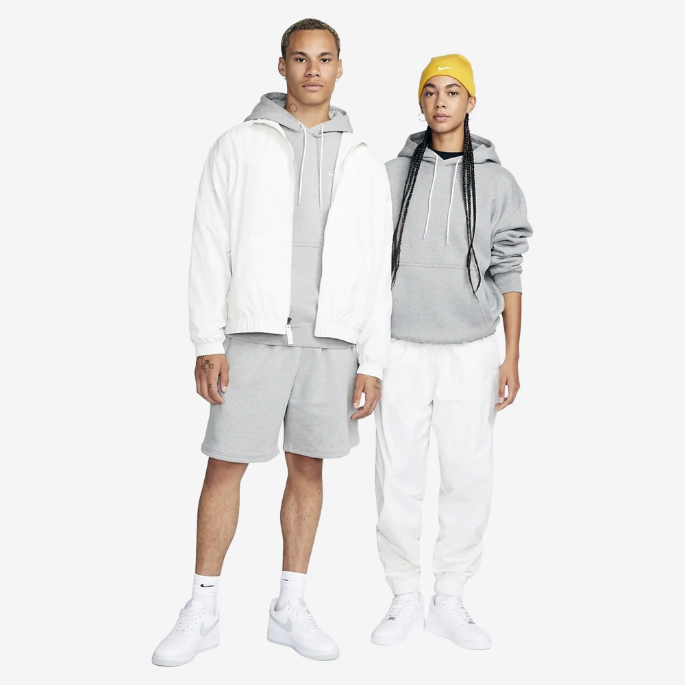 NRG Solo Swoosh Fleece Hoodie, Dk Grey Heather/White#114467