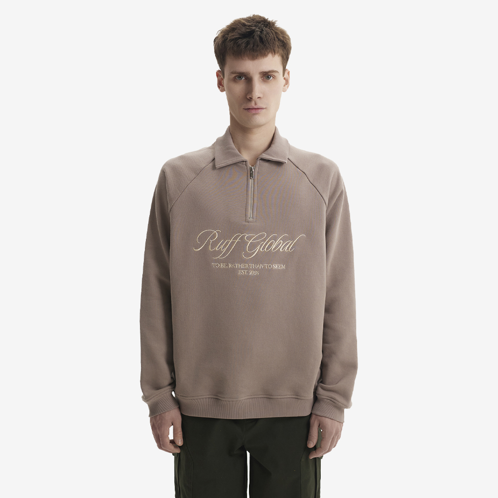 Basic Logo Sport Half-Zip Sweatshirt, Camel#109489