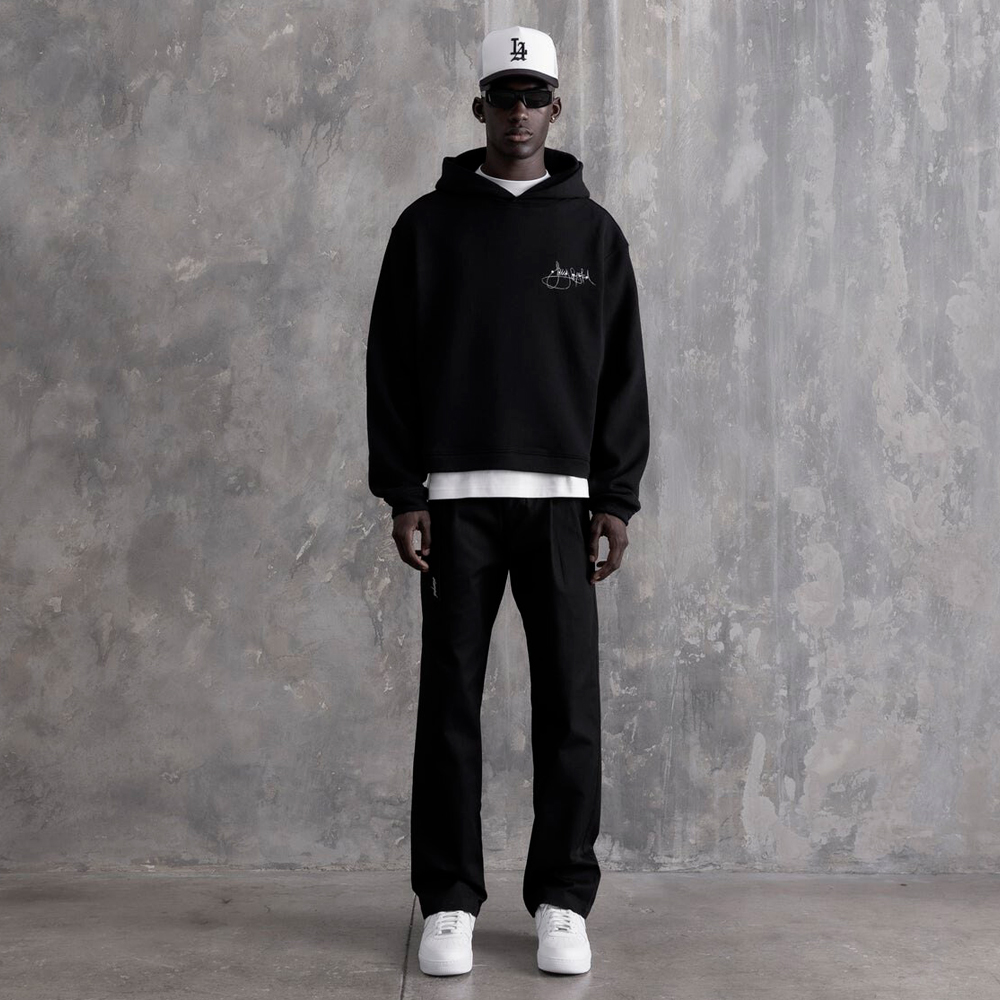 Sound System Cropped Hoodie, Black#103577