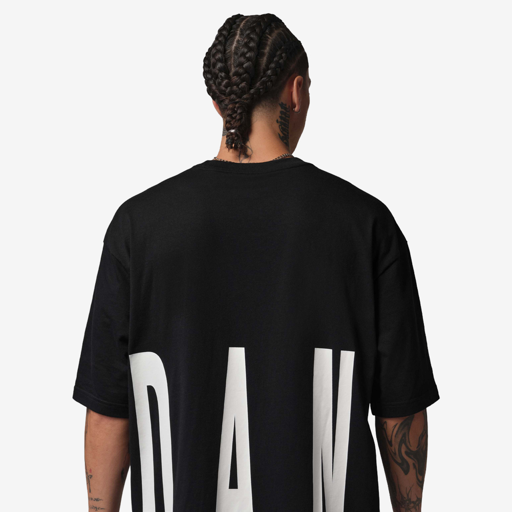 Round Scripture Oversized T-Shirt, Black/Infrared 23#113955