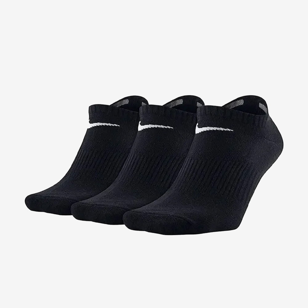 Lightweight No-Show Socks 3Pr, Black/White#112191
