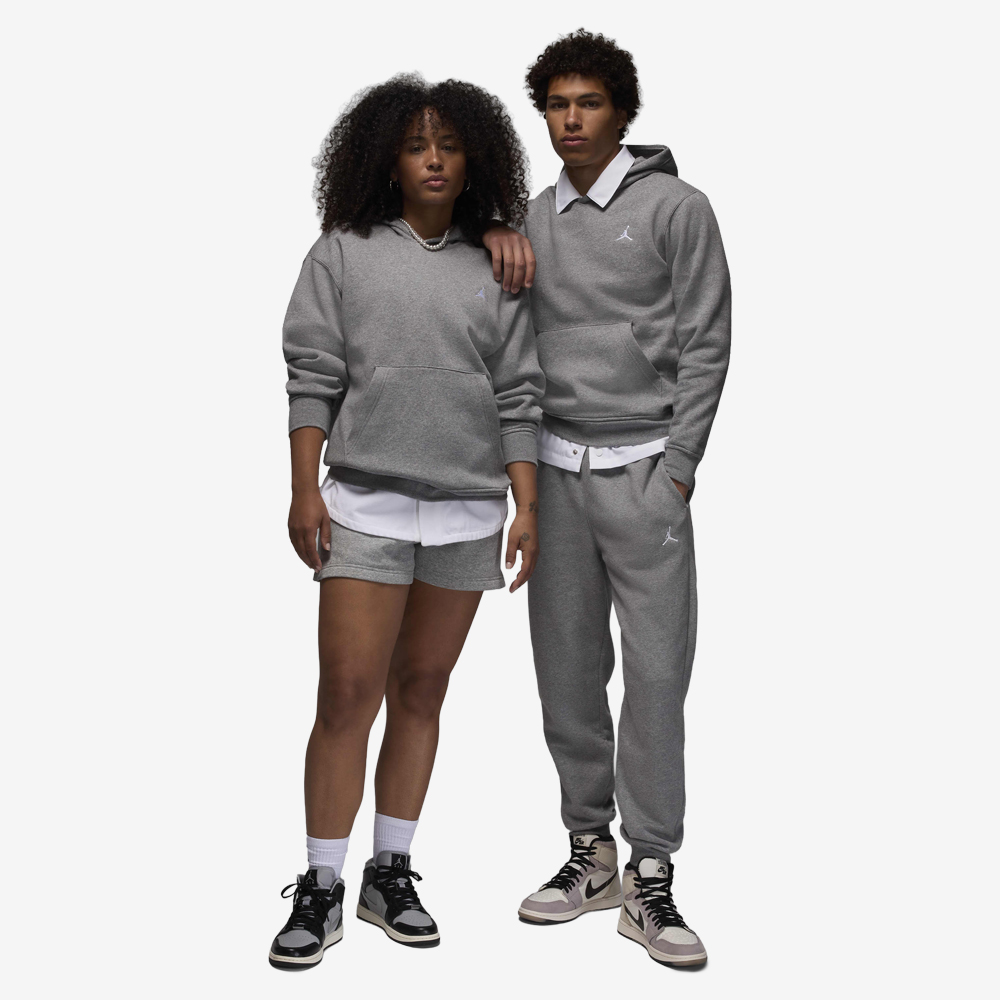 Brooklyn Fleece Pullover Hoodie, Carbon Heather/White#114488