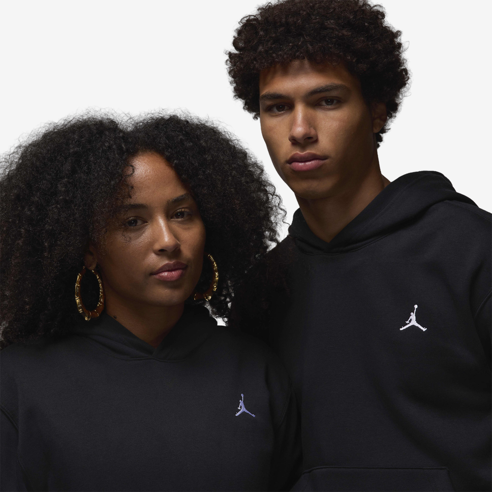 Brooklyn Fleece Pullover Hoodie, Black/White