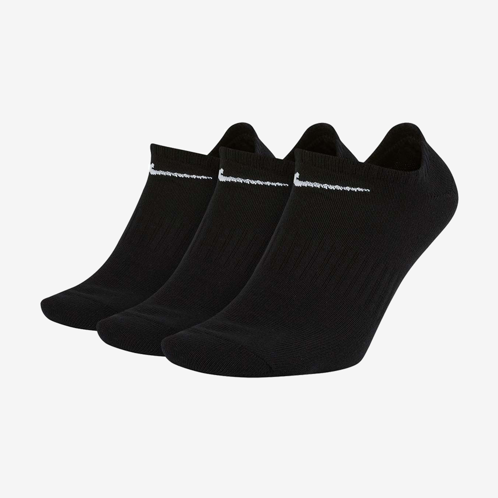 Lightweight No-Show Socks 3Pr, Black/Black/White#112188