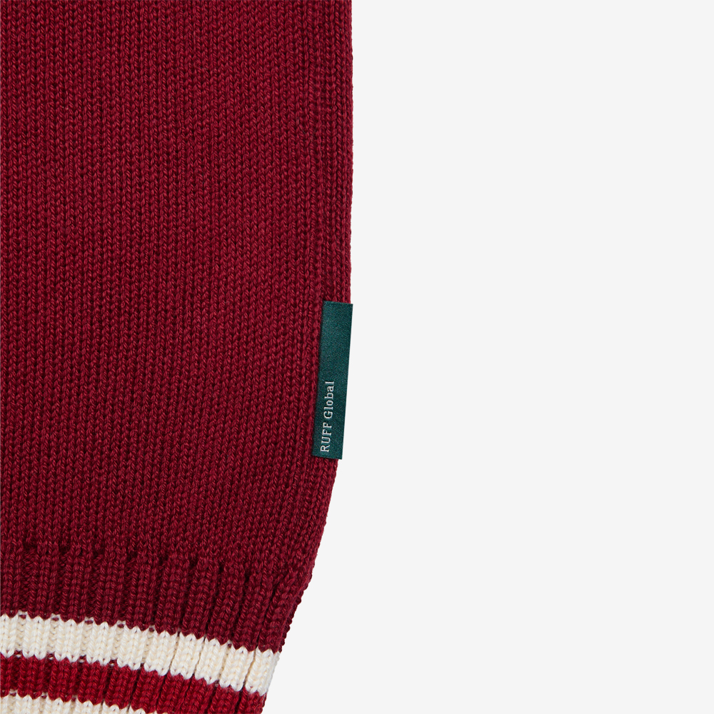 Knit Polo Sweatshirt, Burgundy#112079