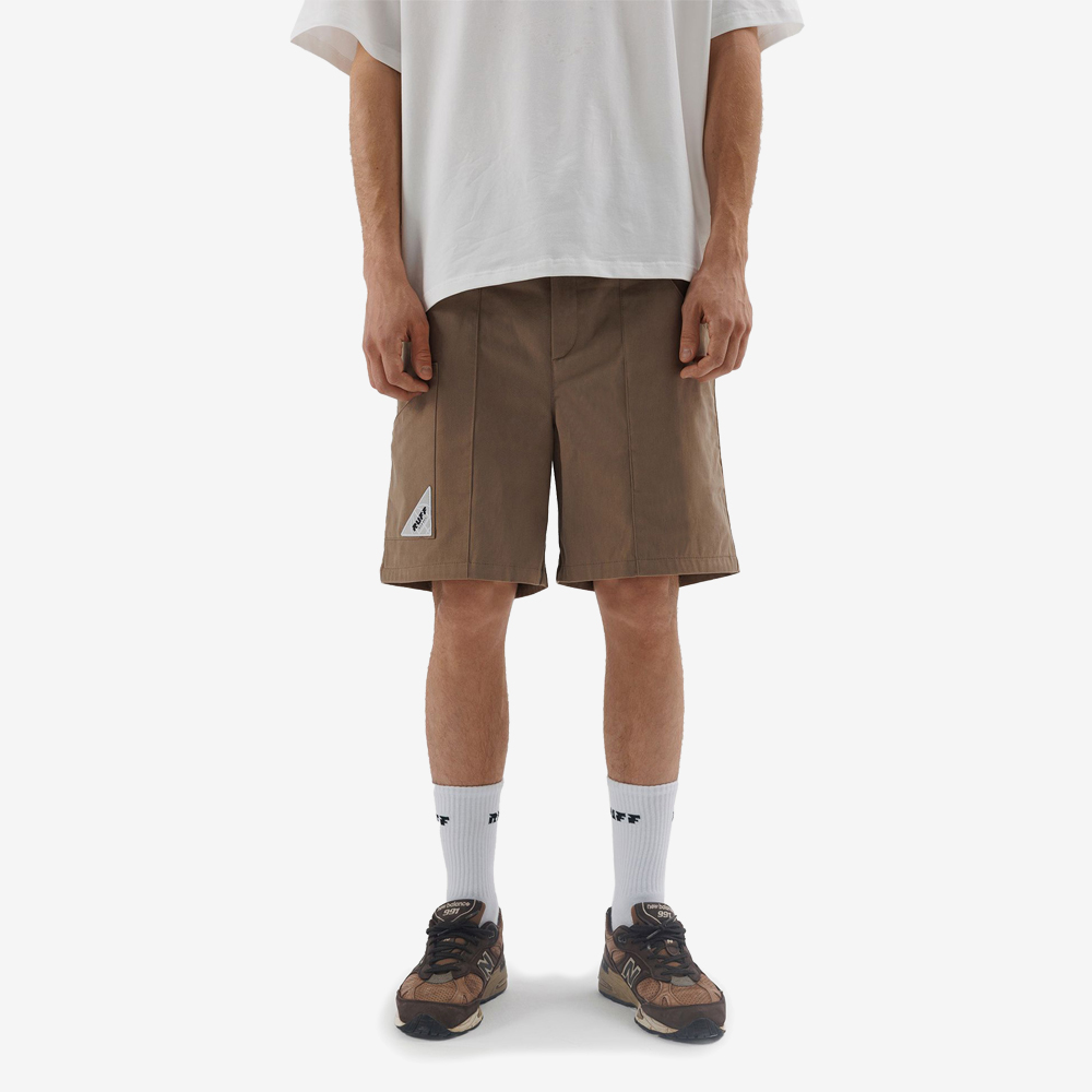 Cargo Embroidered Cursive Shorts, Beige