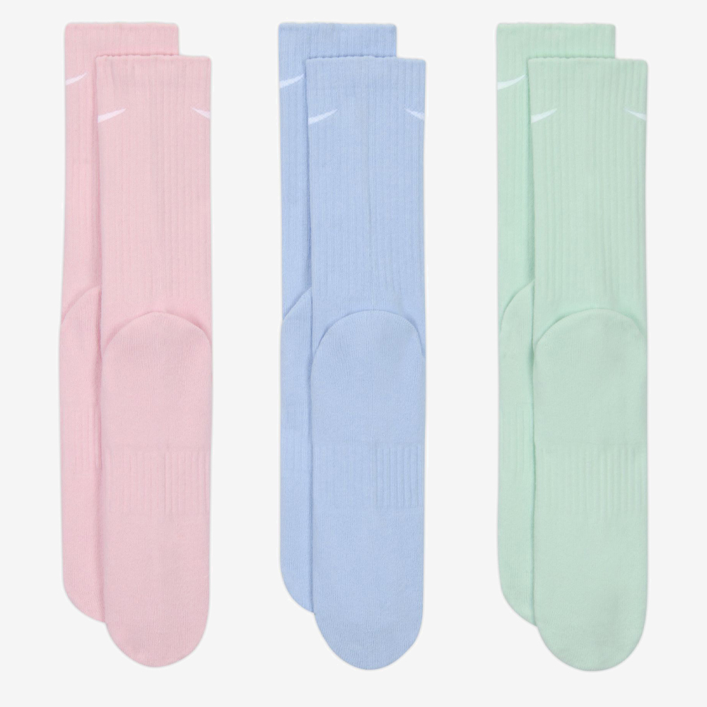 Everyday Cushioned Crew 3Pr, Pink/Blue/Green#115177