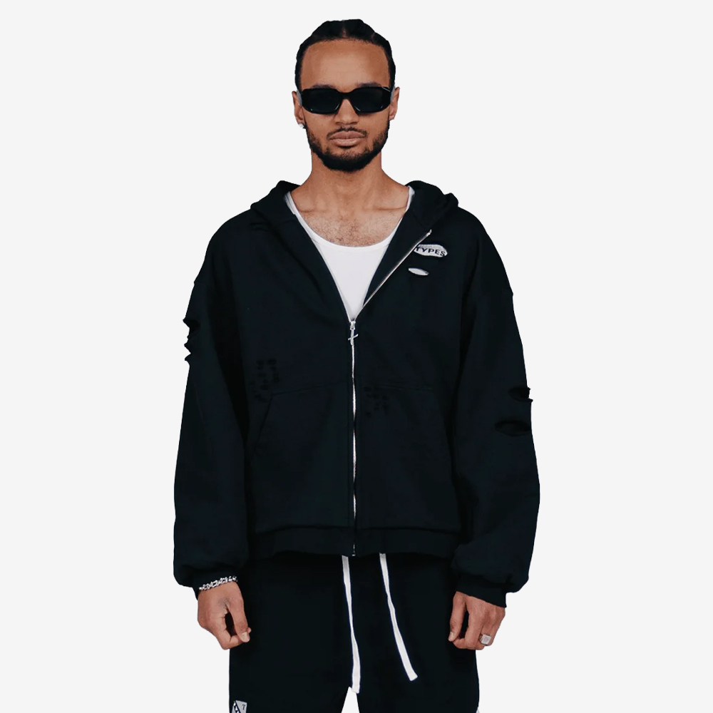 "Armor" Full-Zip Hoodie, Black#112718