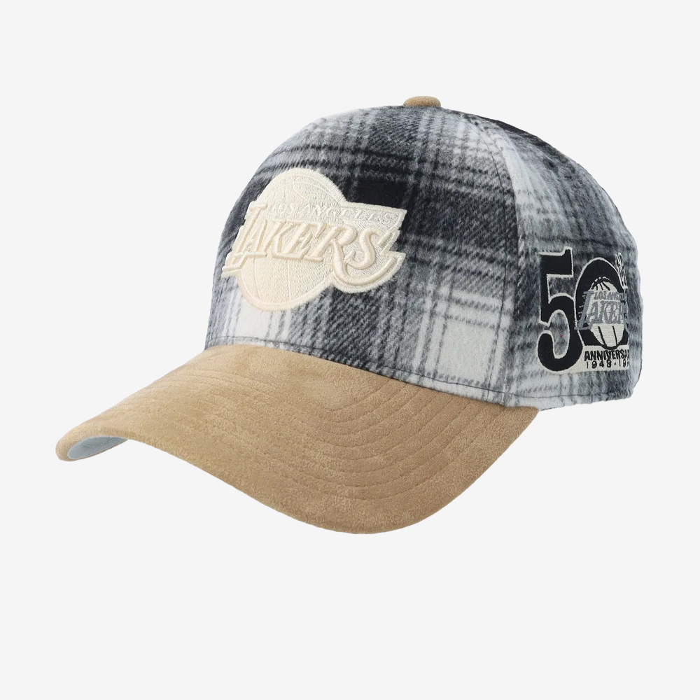 Los Angeles Lakers NBA Plaid Out Pro Snapback, Brown/Black#111582