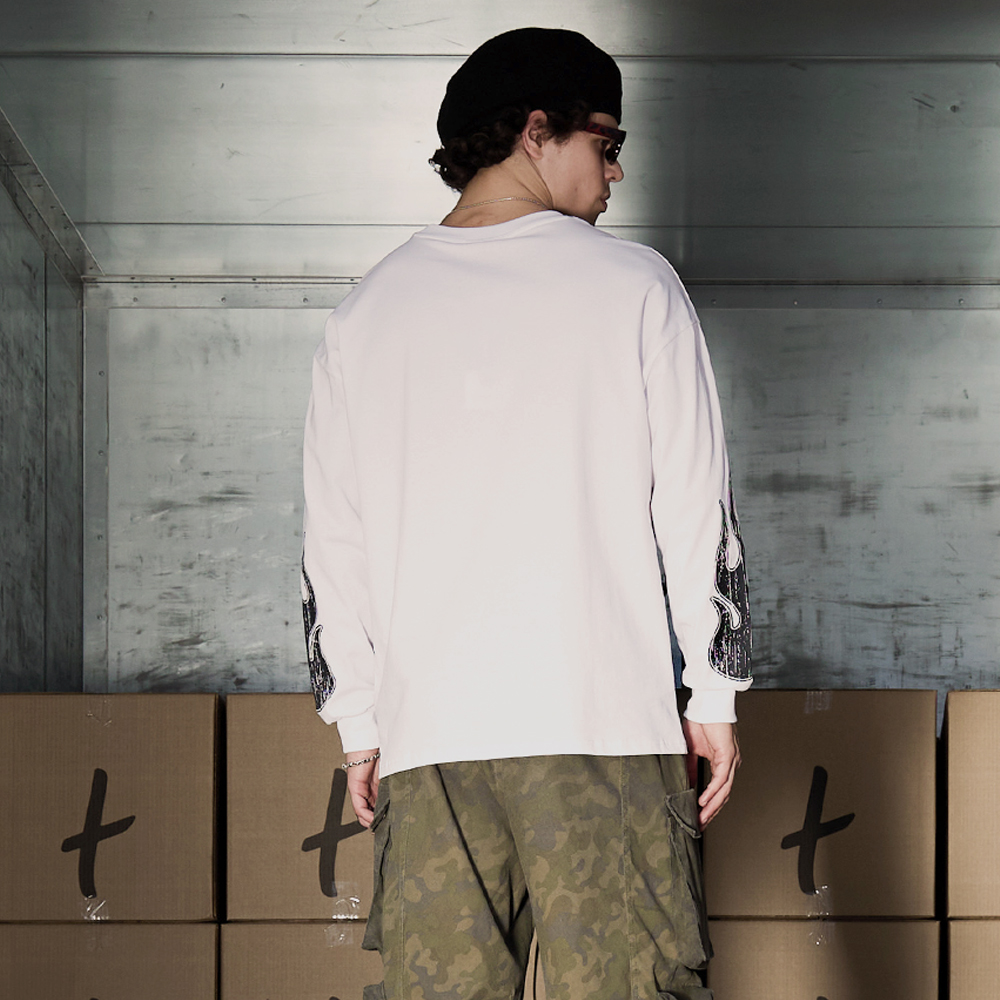 "Flame" Longsleeve, White#114592