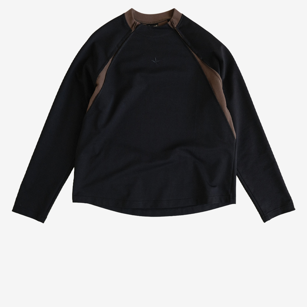 Capsule "in   air" Cotton-Velvet Viscose Longsleeve, Black/Dark Brown#112818