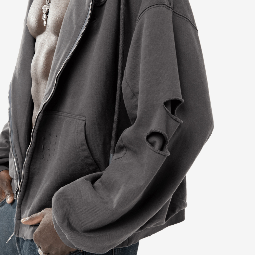 "Armor" Full-Zip Hoodie, Gray#112731