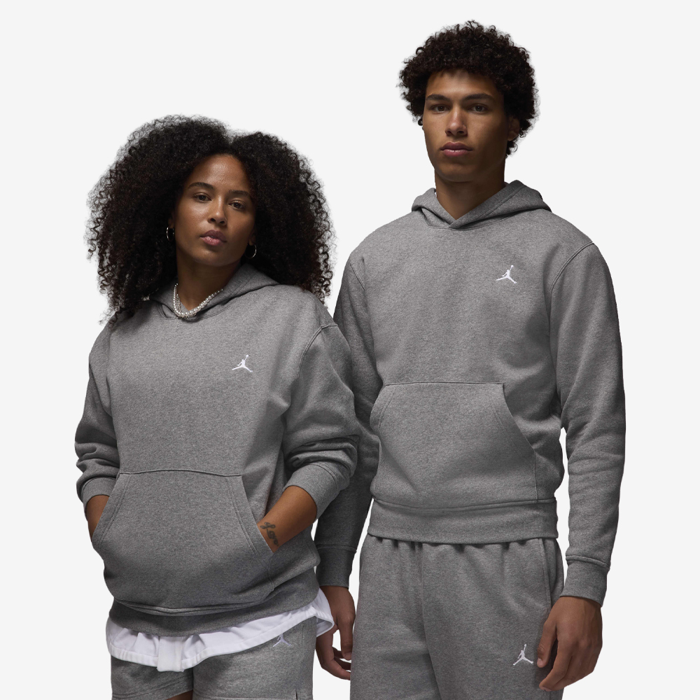 Brooklyn Fleece Pullover Hoodie, Carbon Heather/White#114483
