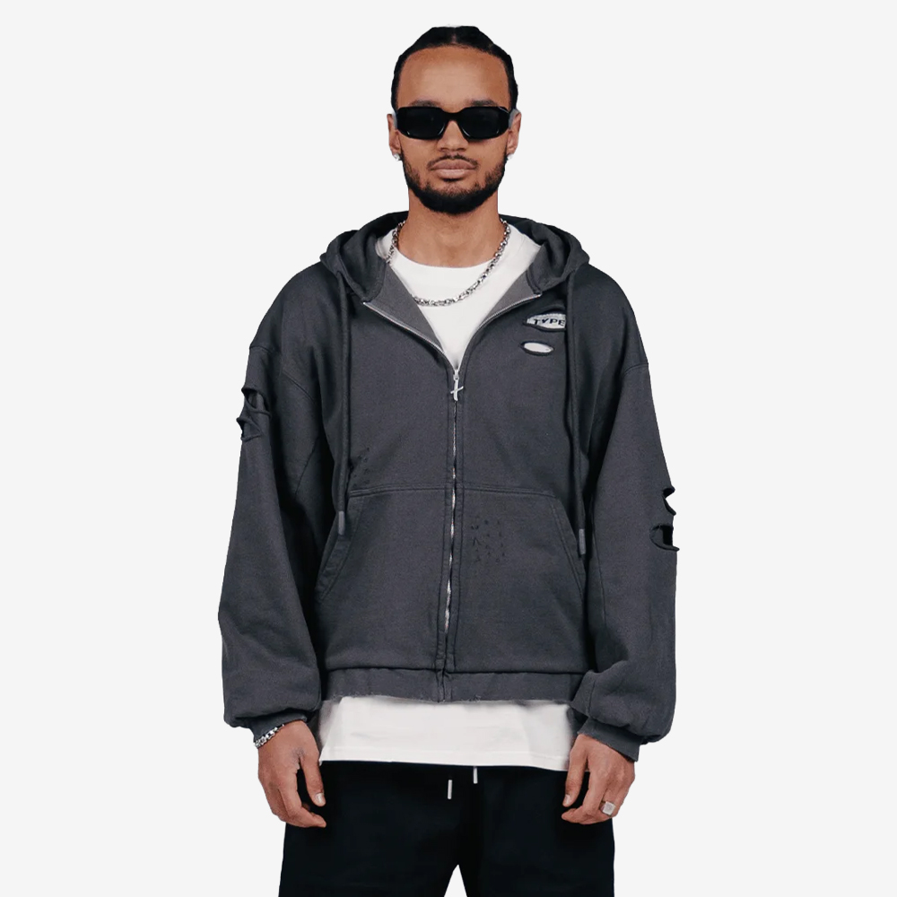 "Armor" Full-Zip Hoodie, Gray#112727