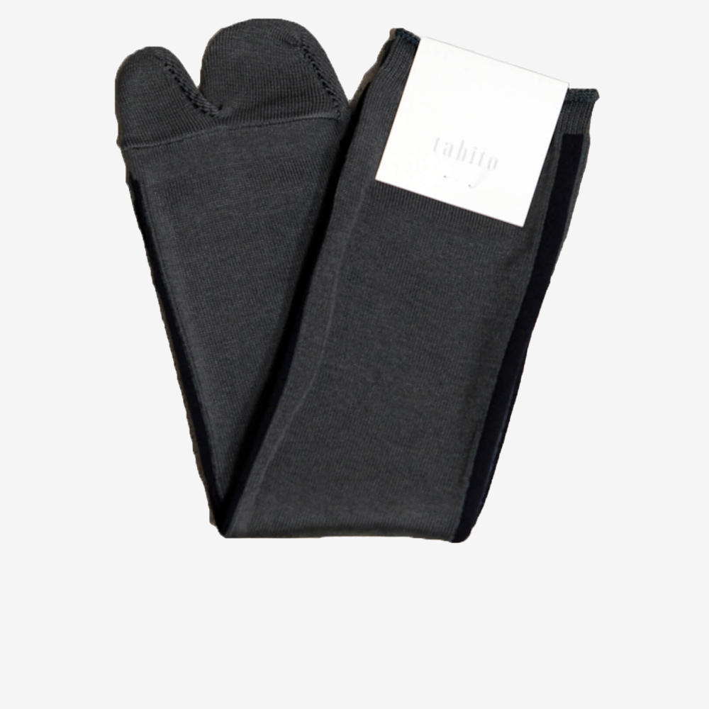 Tabi Line Socks, Charcoal/Black