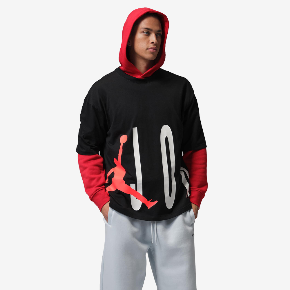 Round Scripture Oversized T-Shirt, Black/Infrared 23#113953