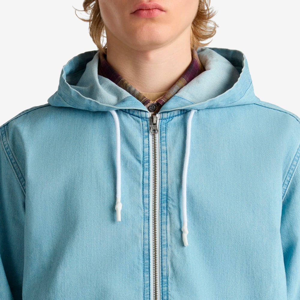 Ashford Denim Full-Zip Hoodie, Stone Wash#101375