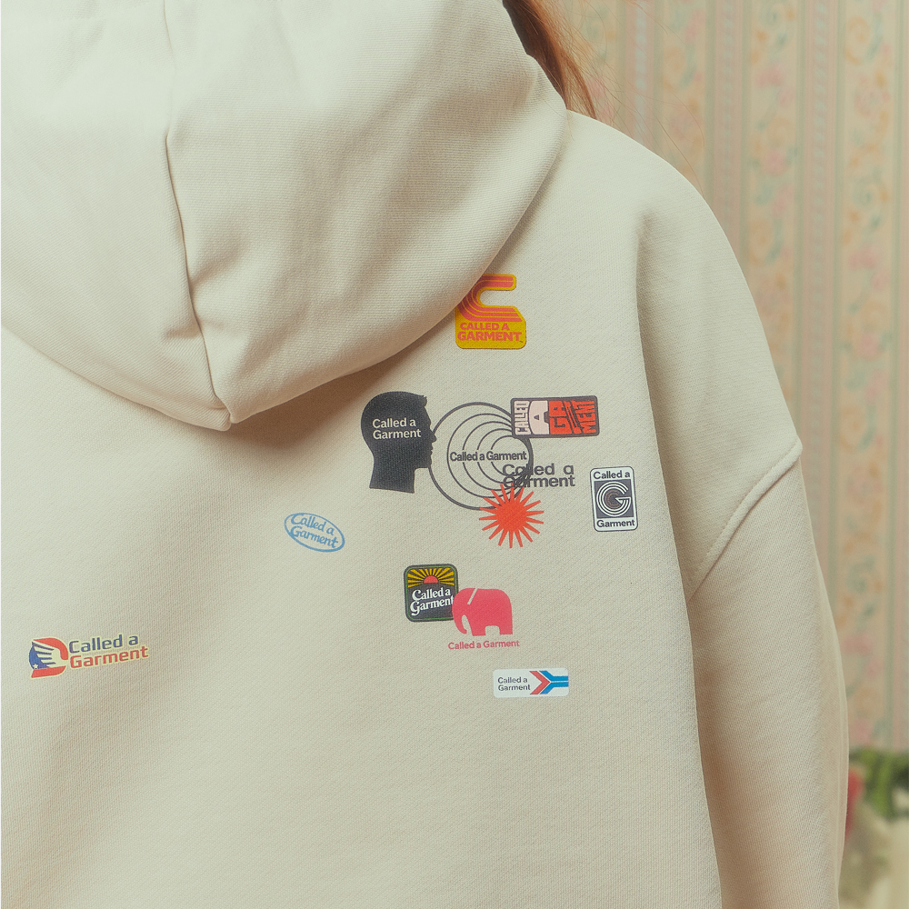 Logo Mess Hoodie, Beige#114965