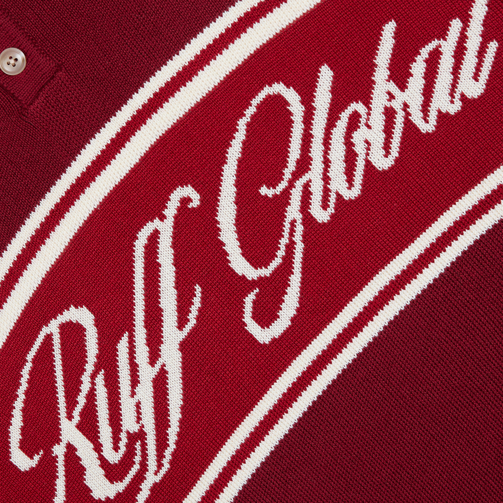 Knit Polo Sweatshirt, Burgundy#112078