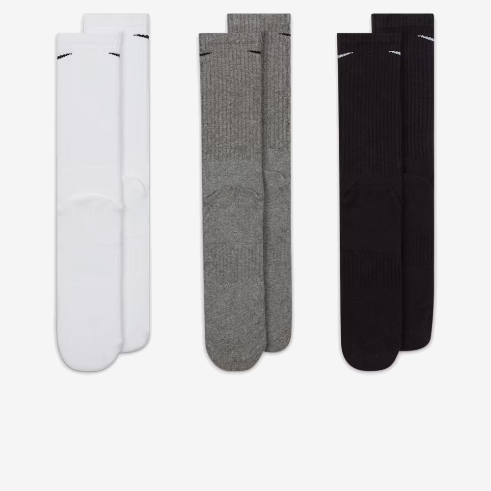 Everyday Cushioned Crew 3Pr, Black/White/Gray#115181