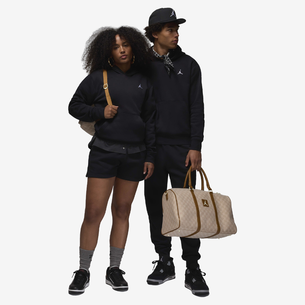 Brooklyn Fleece Pullover Hoodie, Black/White#114474