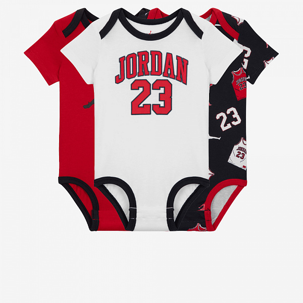 Baby 23 Jersey 3-Pack Bodysuits, Black