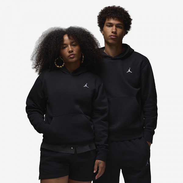 Brooklyn Fleece Pullover Hoodie, Black/White