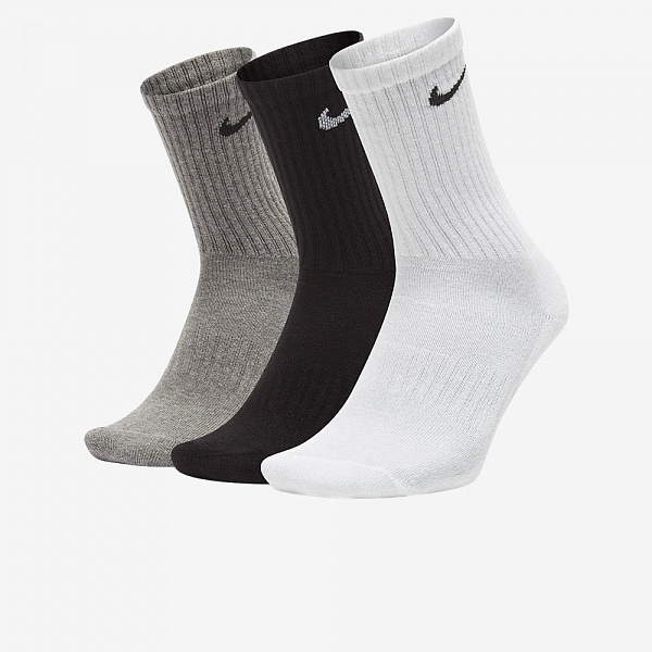 Everyday Cushioned Crew 3Pr, Black/White/Gray
